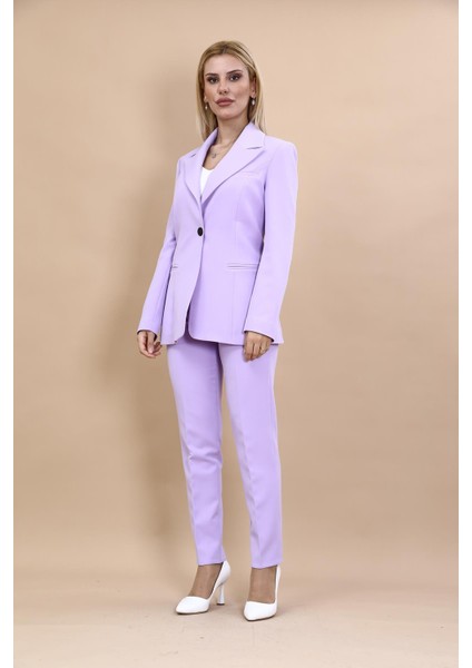 Erkek Yaka Tek Düğmeli Klasik Ceket & Dar Paça Pantolon-Menekşe indirimleri