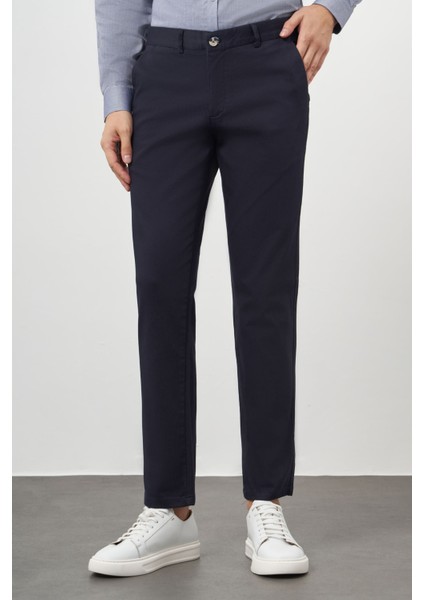 Erkek Lacivert Chino Dynamik Fit Pantolon modelleri