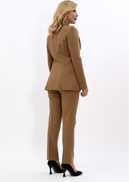 Erkek Yaka Tek Düğmeli Klasik Ceket & Dar Paça Pantolon-Camel fırsatları