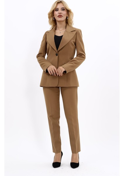 Erkek Yaka Tek Düğmeli Klasik Ceket & Dar Paça Pantolon-Camel indirimleri