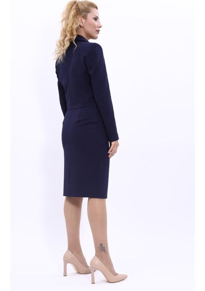 Mini Blazer Ceket & Kalem Etek Takım-Lacivert fırsatları