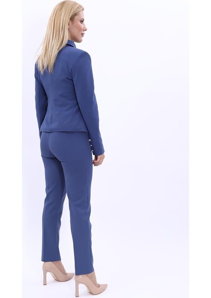 Peplum Ceket & Boru Paça Pantolon Takım-Indigo fırsatları