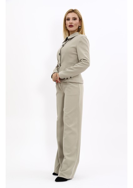 Gömlek Yaka Klasik Ceket & Korsaj Kemer Palazzo Pantolon-Bambu fiyatları