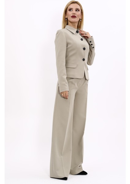 Gömlek Yaka Klasik Ceket & Korsaj Kemer Palazzo Pantolon-Bambu modelleri