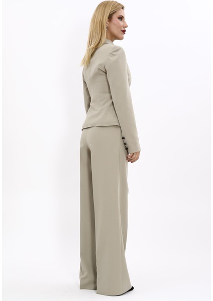 Gömlek Yaka Klasik Ceket & Korsaj Kemer Palazzo Pantolon-Bambu fırsatları