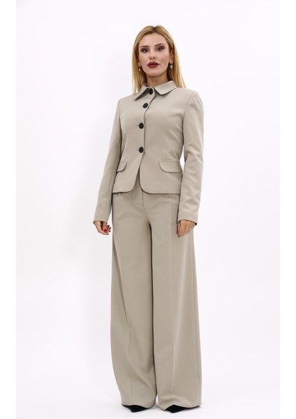 Gömlek Yaka Klasik Ceket & Korsaj Kemer Palazzo Pantolon-Bambu indirimleri