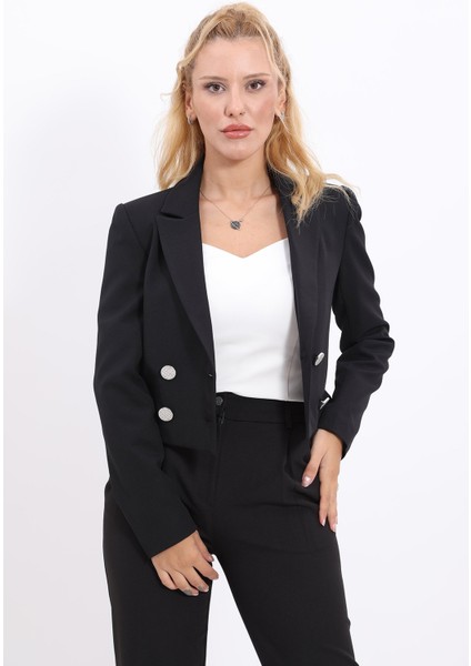 Erkek Yaka Kuruvaze Kısa Ceket & Kemerli Köprülü Dar Paça Pantolon-Siyah fiyatları