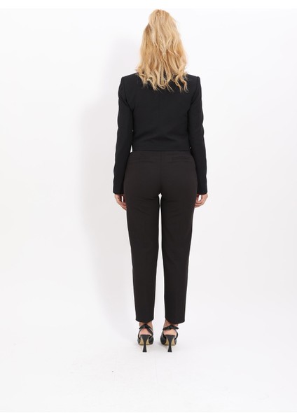 Erkek Yaka Kuruvaze Kısa Ceket & Kemerli Köprülü Dar Paça Pantolon-Siyah indirimleri