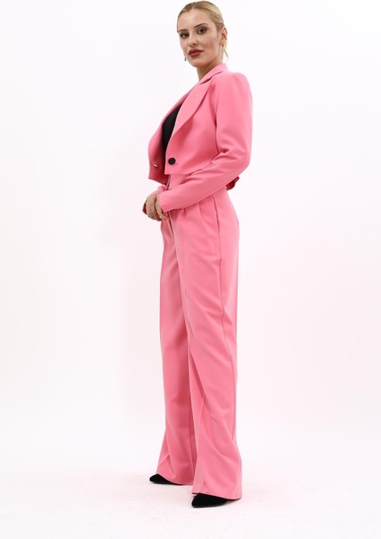 Erkek Yaka Tek Düğmeli Kısa Ceket & Erkek Yaka Drape Kollu Kısa Ceket-Pembe fiyatları