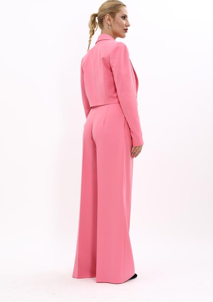 Erkek Yaka Tek Düğmeli Kısa Ceket & Erkek Yaka Drape Kollu Kısa Ceket-Pembe fırsatları