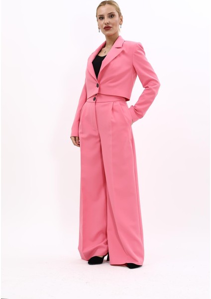 Erkek Yaka Tek Düğmeli Kısa Ceket & Erkek Yaka Drape Kollu Kısa Ceket-Pembe indirimleri