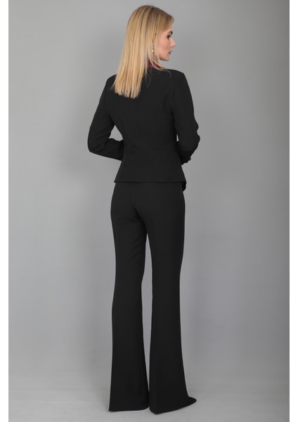 Garnili Ceket & Ispanyol Paça Pantolon Takım-Bordo indirimleri