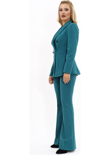 Erkek Yaka Torba Cepli Klasik Ceket & İspanyol Paça Pantolon-Petrol fiyatları