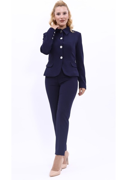 Peplum Ceket & Boru Paça Pantolon Takım-Lacivert fiyatları