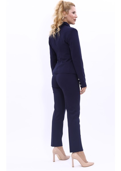 Peplum Ceket & Boru Paça Pantolon Takım-Lacivert indirimleri