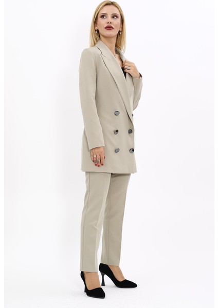 Erkek Yaka Kuruvaze Uzun Ceket & Dar Paça Pantolon-Bambu modelleri