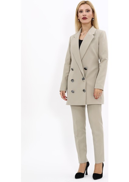 Erkek Yaka Kuruvaze Uzun Ceket & Dar Paça Pantolon-Bambu indirimleri