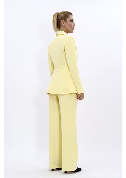 Erkek Yaka Kolu Büzgülü Ceket & Bol Paça Pantolon-Sarı fiyatları