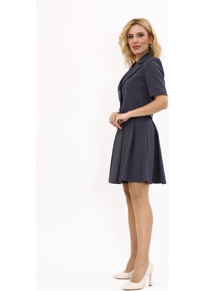 Erkek Yaka Kısa Ceket & Kısa Kloş Etek-Füme fiyatları