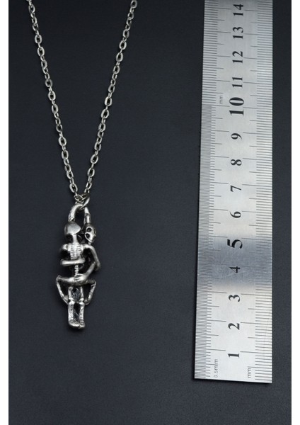 Sarılan İskelet Gümüş Kaplama Unisex Düz Zincir Kolye kod 818 fırsatları