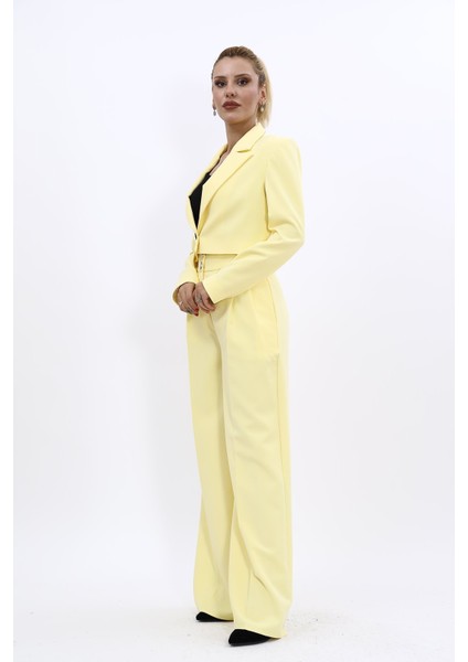 Erkek Yaka Tek Düğmeli Kısa Ceket & Erkek Yaka Drape Kollu Kısa Ceket-Sarı fiyatları