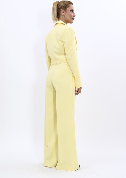 Erkek Yaka Tek Düğmeli Kısa Ceket & Erkek Yaka Drape Kollu Kısa Ceket-Sarı fırsatları