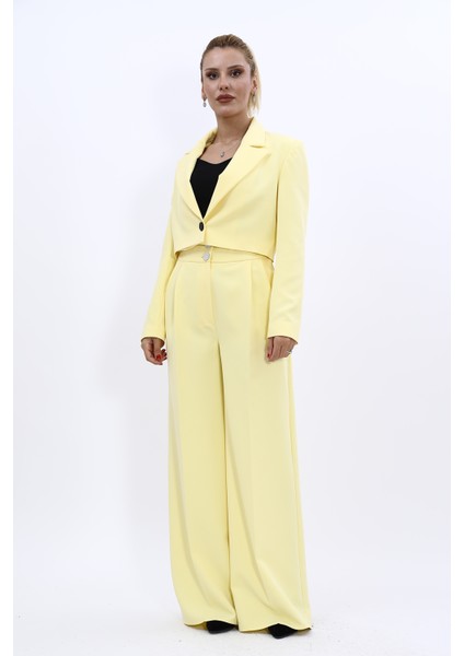 Erkek Yaka Tek Düğmeli Kısa Ceket & Erkek Yaka Drape Kollu Kısa Ceket-Sarı indirimleri