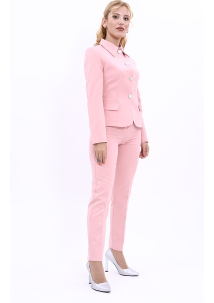 Peplum Ceket & Boru Paça Pantolon Takım-Pudra fırsatları