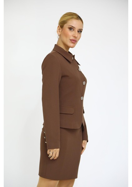 Gömlek Yaka Klasik Ceket-Kestane fırsatları