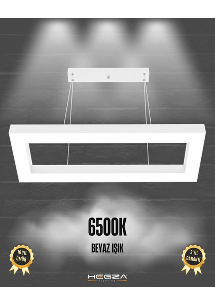 Mesita (Beyaz Kasa, Beyaz Işık) Ledli Modern Sarkıt Linear LED Avize Salon Mutfak Oturma Odası Yatak Odası Antre Hol LED Dikdörtgen