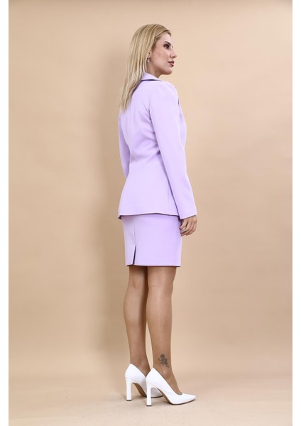 Erkek Yaka Yelek Ceket & Yırtmaçlı Düz Dar Etek-Menekşe fırsatları