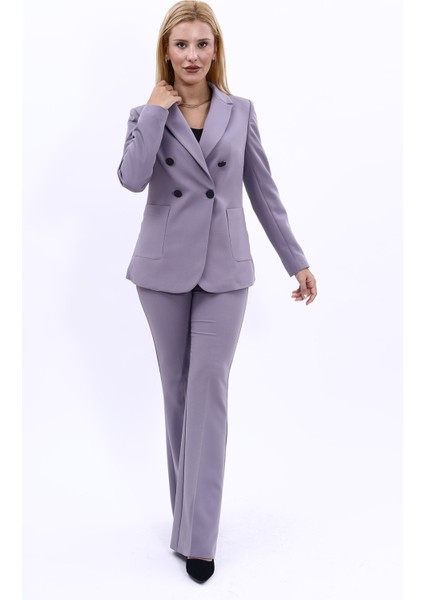 Erkek Yaka Torba Cepli Klasik Ceket & İspanyol Paça Pantolon-Antrasit