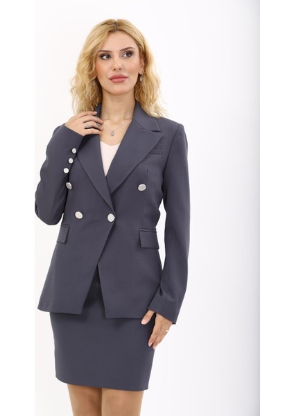 Erkek Yaka Çapraz Ceket-Füme