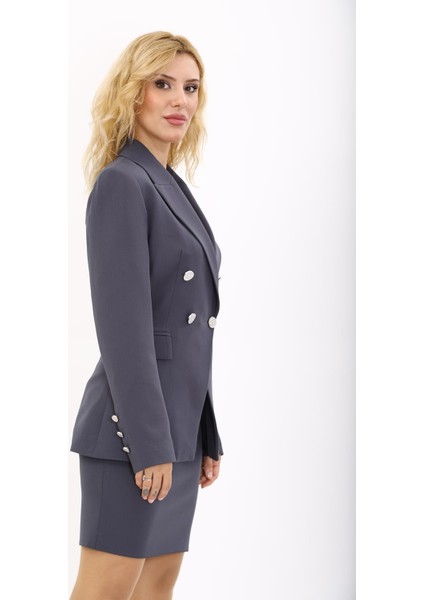 Erkek Yaka Çapraz Ceket-Füme fırsatları