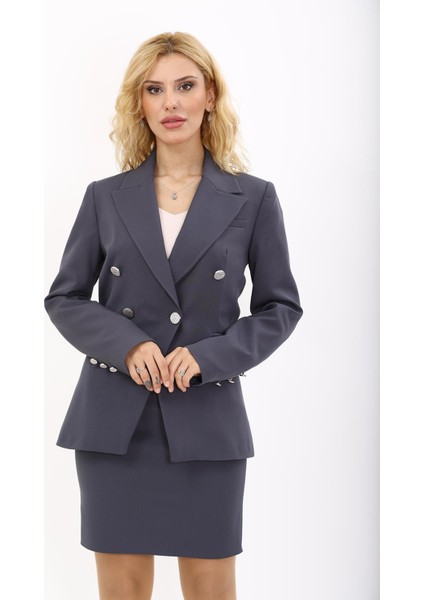 Erkek Yaka Çapraz Ceket-Füme indirimleri