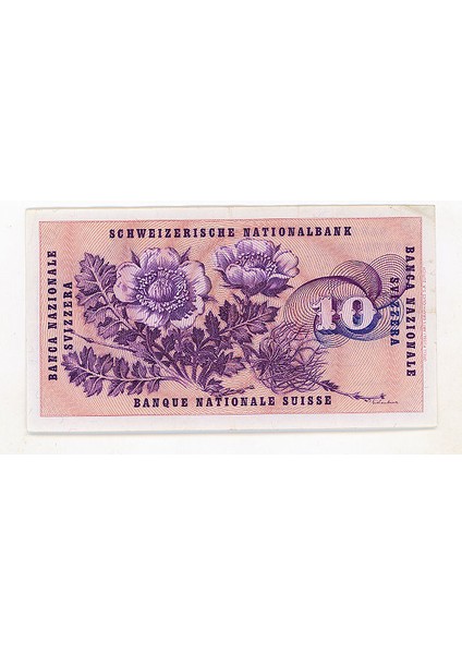 Isviçre Switzerland 10 Frank 1971 Ççt Banknot