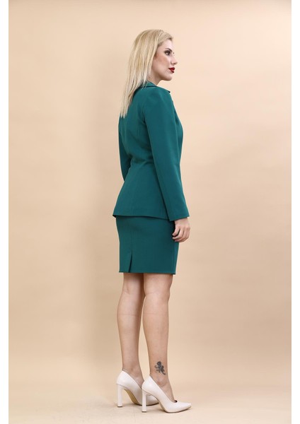 Erkek Yaka Yelek Ceket & Yırtmaçlı Düz Dar Etek-Petrol fırsatları