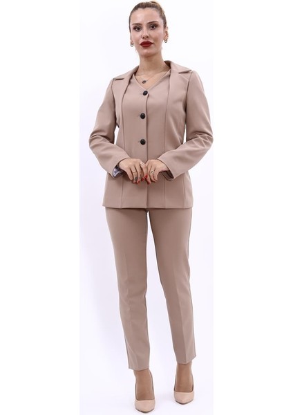 Erkek Yaka Yelek Ceket & Dar Paça Pantolon-Taş