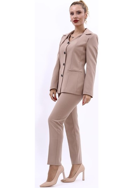 Erkek Yaka Yelek Ceket & Dar Paça Pantolon-Taş modelleri