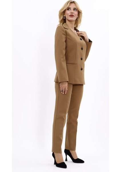 Erkek Yaka Yelek Ceket & Dar Paça Pantolon-Camel modelleri