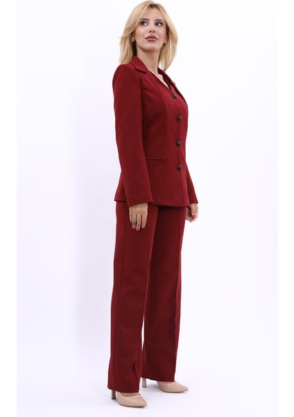 Erkek Yaka Yelek Ceket & Bol Paça Pantolon-Bordo modelleri