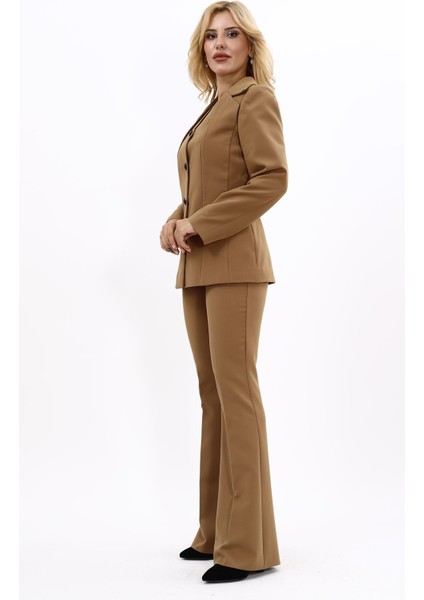 Erkek Yaka Yelek Ceket & İspanyol Paça Pantolon-Camel fiyatları
