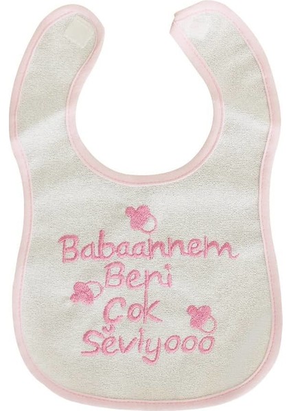 Kız Bebek Babaannem Beni Çok Seviyo Yazılı Pembe Önlük
