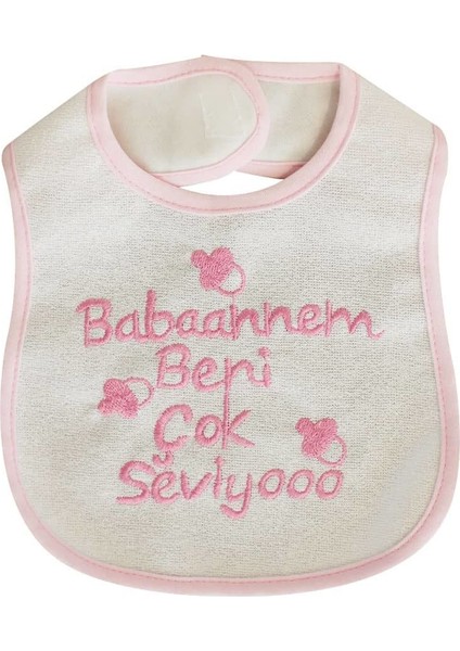 Kız Bebek Babaannem Beni Çok Seviyo Yazılı Pembe Önlük modelleri