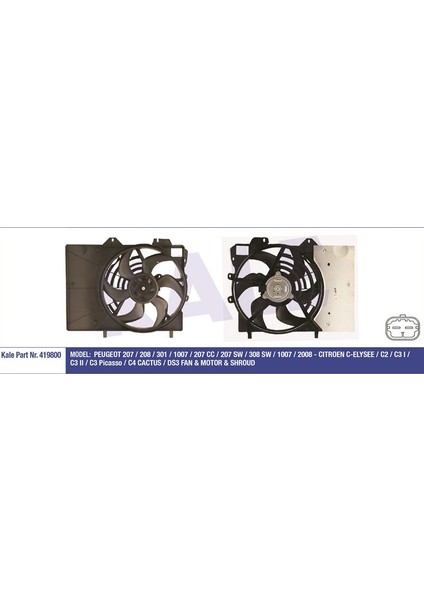 Fan Motoru + Davlumbaz C2 C3I C3II C3PICASSO Ds3 Peugeot 207 208 1007 207 cc 207 Sw 308 Sw 1253H0 1253H5 1253P9 1253Q0 Sot