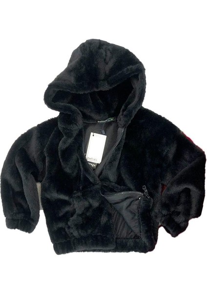 Kız Bebek Kapşonlu Peluş Ceket