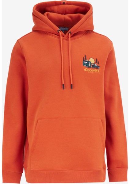 Discovery Expedition Koyu Turuncu Erkek Kapüşon Yaka Relaxed Fit Nakışlı Sweatshirt D4SM-SWT3249