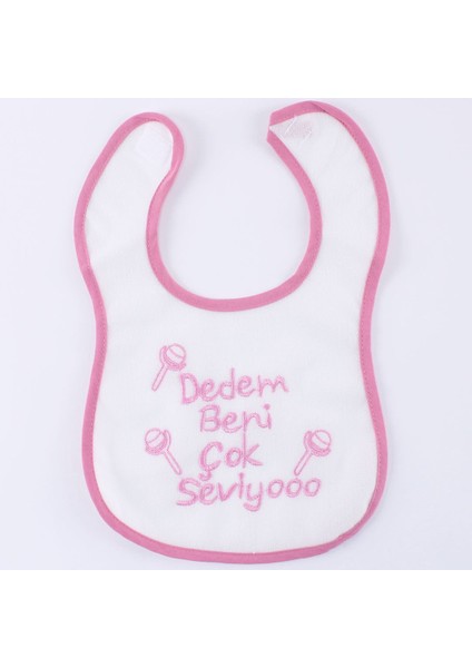 Kız Bebek Dedem Beni Çok Seviyo Yazılı Pembe Önlük