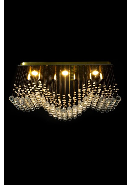 Modern Tasarım 70*20 cm / 6 Duylu Lü x Model Kristal Taşlı Misinalı Avize