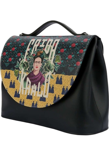 Kadın Vegan Deri Siyah El Çantası - Frida’s World Frida Kahlo Tasarım fiyatları